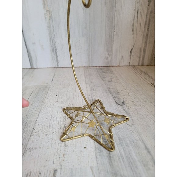 Star metal wire hanging ornament figure xmas golden decor - Picture 2 of 4